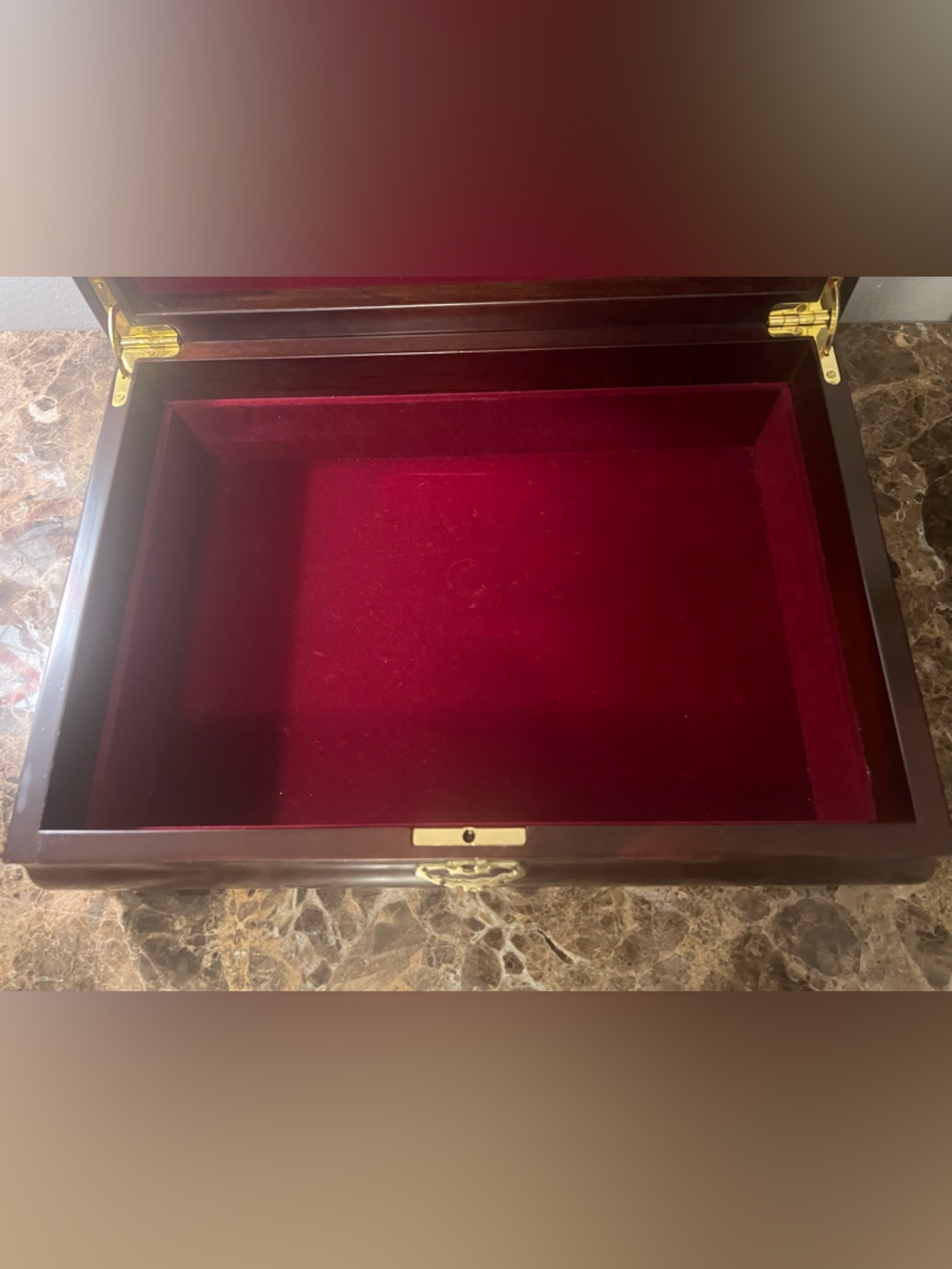 Wooden Jewelry Box Organizer w/ Red Velvet Lining – Lift-Out Tray & Ring Slots - Picture 5 of 16